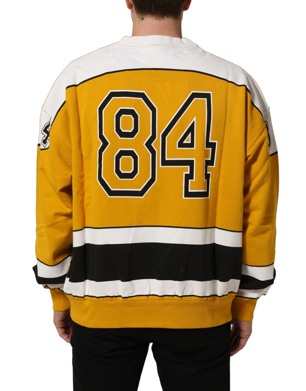 Dolce & Gabbana Yellow Crew Neck Jersey Sweatshirt Sweater