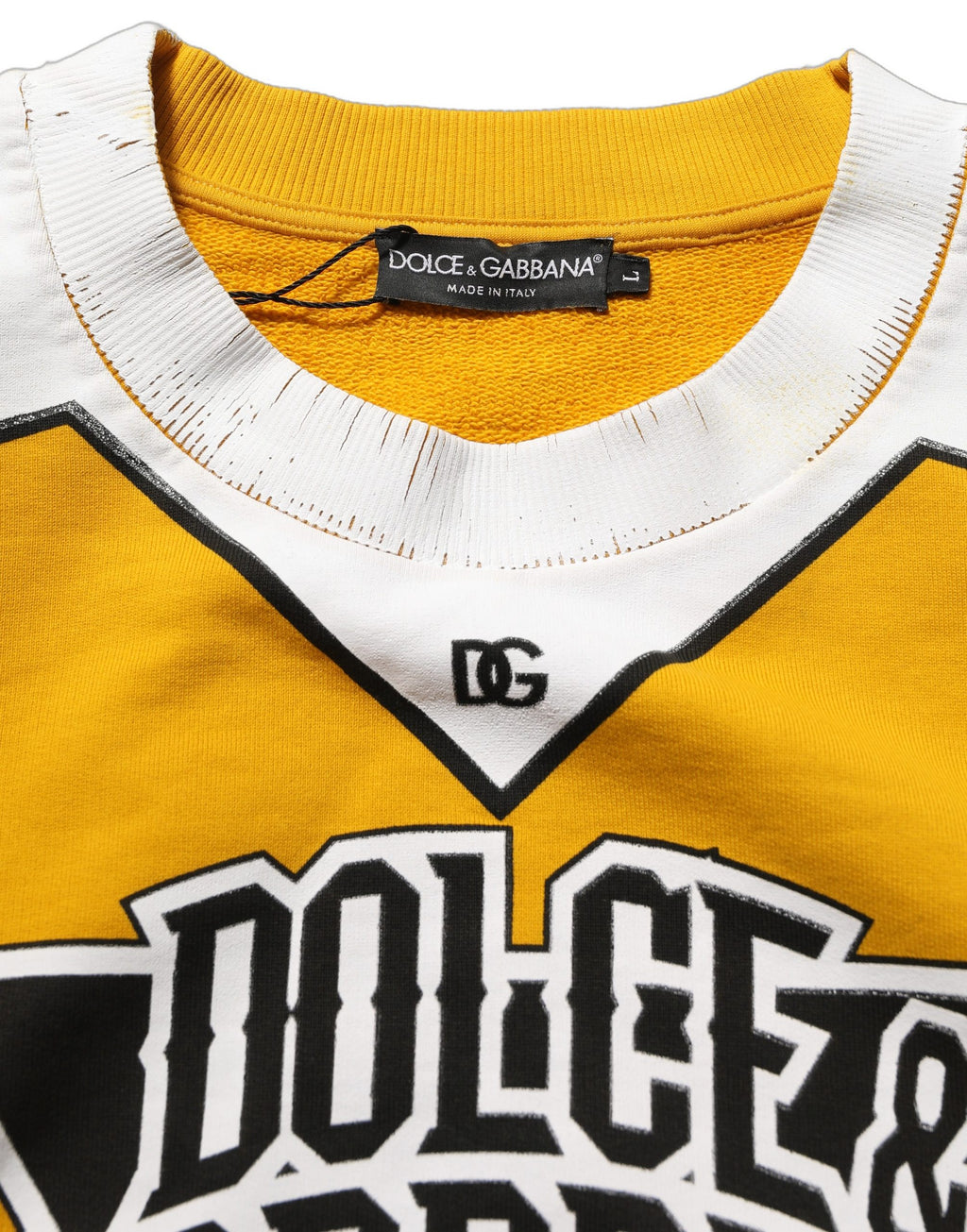 Dolce & Gabbana Yellow Crew Neck Jersey Sweatshirt Sweater