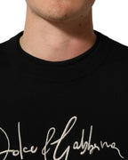 Dolce & Gabbana Black DG Embroidered Crew Neck Pullover Men Sweater