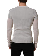 Dolce & Gabbana White Silk Crew Neck Men Pullover Sweater