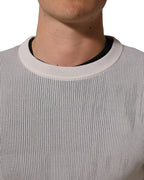 Dolce & Gabbana White Silk Crew Neck Men Pullover Sweater