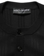 Dolce & Gabbana Black Silk Blend Henley Pullover Men Sweater