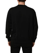 Dolce & Gabbana Black Cotton Logo Print Sweatshirt Sweater