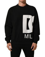 Dolce & Gabbana Black Cotton Logo Print Sweatshirt Sweater