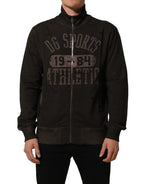 Dolce & Gabbana Brown Logo Print Full Zip Sweatshirt Sweater