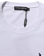 Dolce & Gabbana White Blue Stripe Cotton Short Sleeve T-shirt