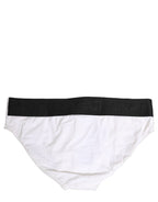 Dolce & Gabbana White Stretch Drawstring Swim Brief Swimwear