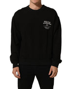 Dolce & Gabbana Black Cotton Logo Print Sweatshirt Sweater