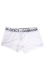 Dolce & Gabbana White Cotton Stretch Regular Boxer Underwear