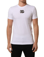 Dolce & Gabbana White DG Logo Cotton Crew Neck Men T-shirt