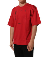 Dolce & Gabbana Red Cotton Graphic Print Crew Neck T-shirt