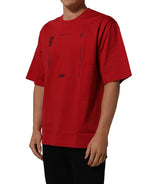 Dolce & Gabbana Red Cotton Graphic Print Crew Neck T-shirt