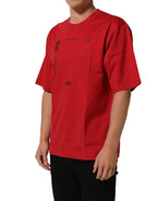 Dolce & Gabbana Red Cotton Graphic Print Crew Neck T-shirt