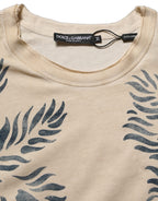Dolce & Gabbana Beige Cotton Graphic Print Crew Neck T-shirt