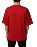 Dolce & Gabbana Red Cotton Graphic Print Crew Neck T-shirt