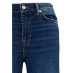7FOR Blue Cotton Flared Jeans