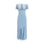 Self-Portrait Blue Viscose Casual Dress