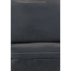 Brunello Cucinelli Black Calf Leather Bos Taurus Handbag
