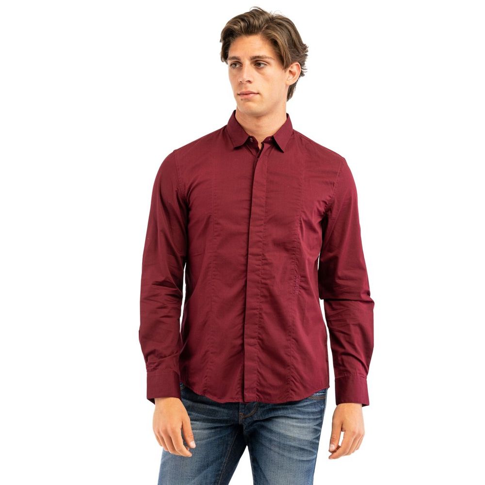 Bikkembergs Bordeaux Cotton Dress Shirt