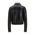 Versace Black Lamb Ovis Aries Aries Leather Jacket