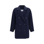 Max Mara Blue Wool Oves Aries Full-Length Jacket