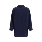 Max Mara Blue Wool Oves Aries Full-Length Jacket