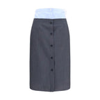 Prada Gray Cotton Midi Skirt
