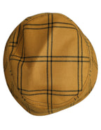 Dolce & Gabbana Men Dark Yellow Check Wide Brim Bucket Cap Hat
