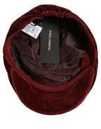 Dolce & Gabbana Men Dark Red Cotton Newsboy Capello Cabbie Hat