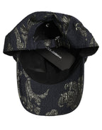 Dolce & Gabbana Men Black Floral Barocco Cotton Baseball Cap Hat