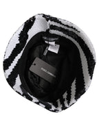 Dolce & Gabbana Men Black White Zebra Sequin Bucket Cap Hat
