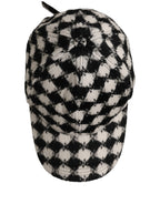 Dolce & Gabbana Men Black White Diamond Wool Baseball Cap Hat