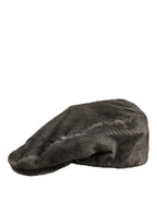 Dolce & Gabbana Men Grey Cotton Corduroy Cloth Newsboy Cap Hat