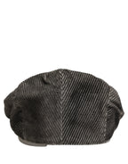 Dolce & Gabbana Men Grey Cotton Corduroy Cloth Newsboy Cap Hat