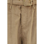 Darkpark Beige Cotton Casual Pants