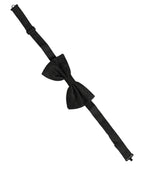 Dolce & Gabbana Men Black Silk Brocade Adjustable Neck Papillon Bow Tie