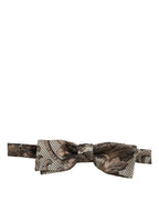 Dolce & Gabbana Men Brown Beige Floral Adjustable Neck Papillon Bow Tie