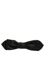 Dolce & Gabbana Black White Polka Dot Adjustable Neck Papillon Bow Tie