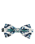 Dolce & Gabbana Men White Sicilian Silk Adjustable Neck Papillon Bow Tie