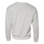 Dolce & Gabbana White Embossed Logo Cotton Crew Neck Sweater