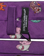 Dolce & Gabbana Men Purple Animal Print Adjustable Tied Necktie Tie