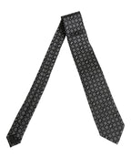 Dolce & Gabbana Men Black DG Logo 100% Silk Adjustable Tied Necktie Tie