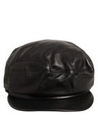 Dolce & Gabbana Black Lambskin Leather Newsboy Capello Hat