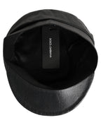 Dolce & Gabbana Black Cotton Gold DG Chain Baker Boy Capello Hat