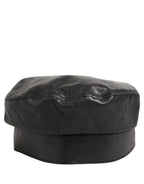 Dolce & Gabbana Black Cotton Gold DG Chain Baker Boy Capello Hat