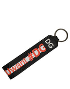 Dolce & Gabbana Multicolor Logo Polyester Brass Holder Keychain Keyring