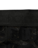 Dolce & Gabbana Black All Over Logo Print Sheer Pantyhose Underwear