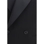Saint Laurent Black Wool Oves Aries Leather Jacket