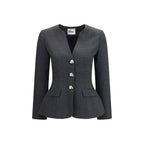 Self-Portrait Gray Polyester Full-Length Jacket