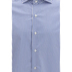 Finamore Blue Cotton Pattern Shirt